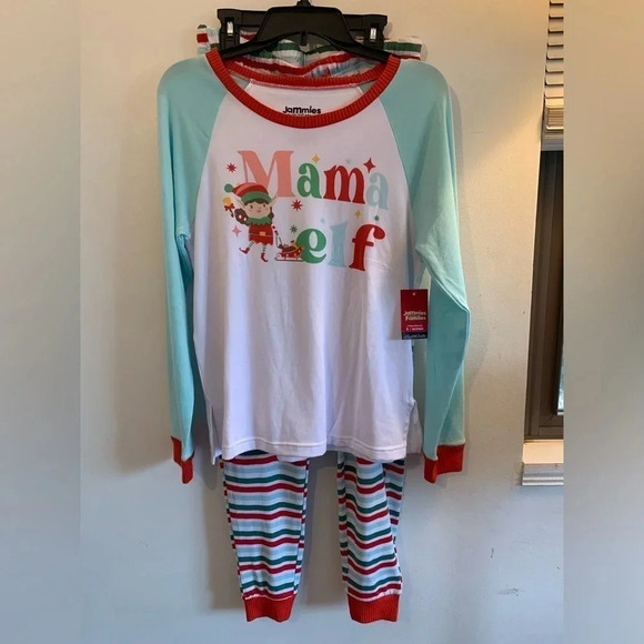 Cuddl Duds Womens Multi Striped Sweater Knit Mama Elf Pajamas 2 Pc Sets Sz M NWT - Picture 5 of 6
